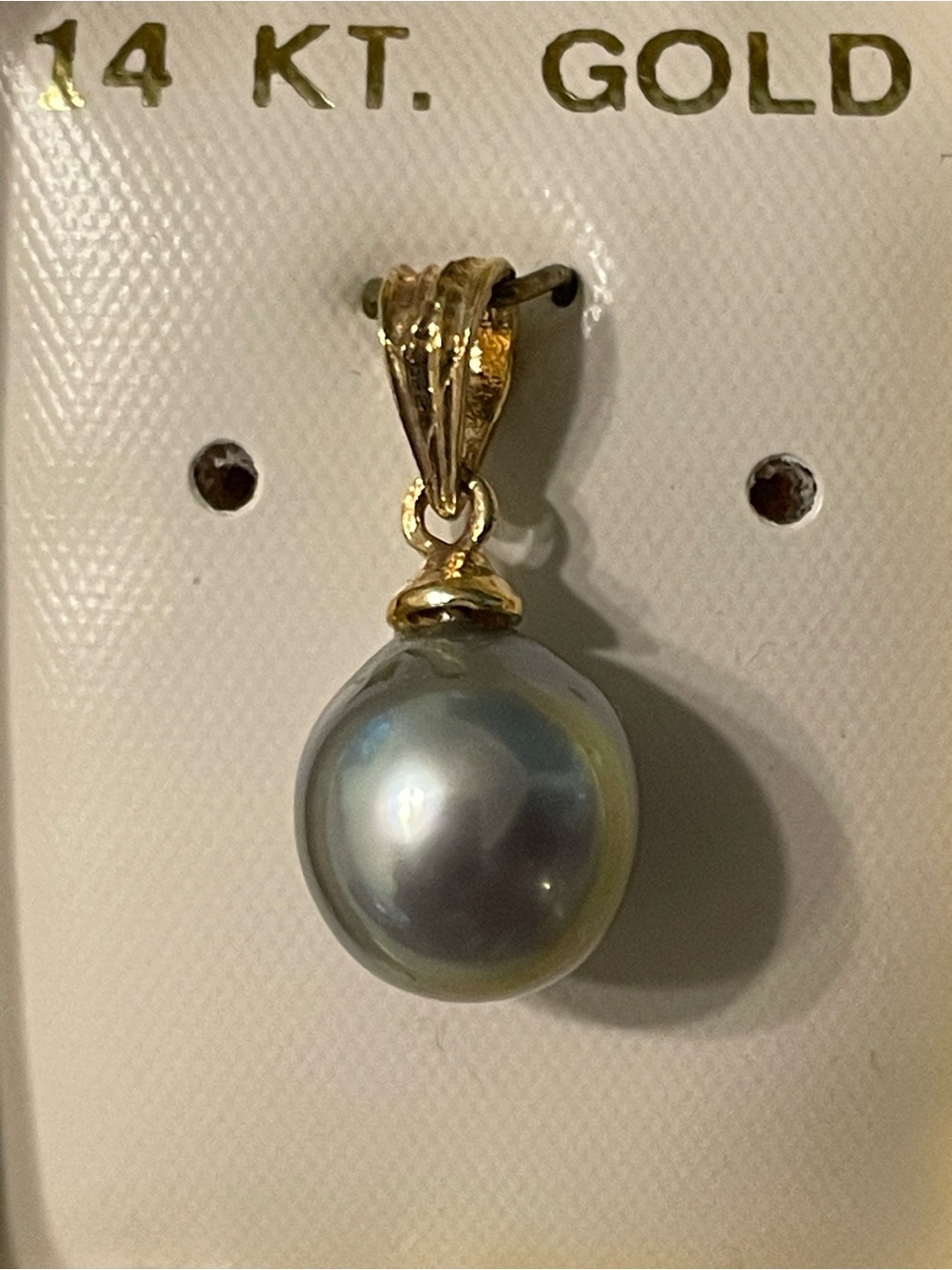 14K Gold Tahitian Black Pearl Pendant - Picture 3 of 6